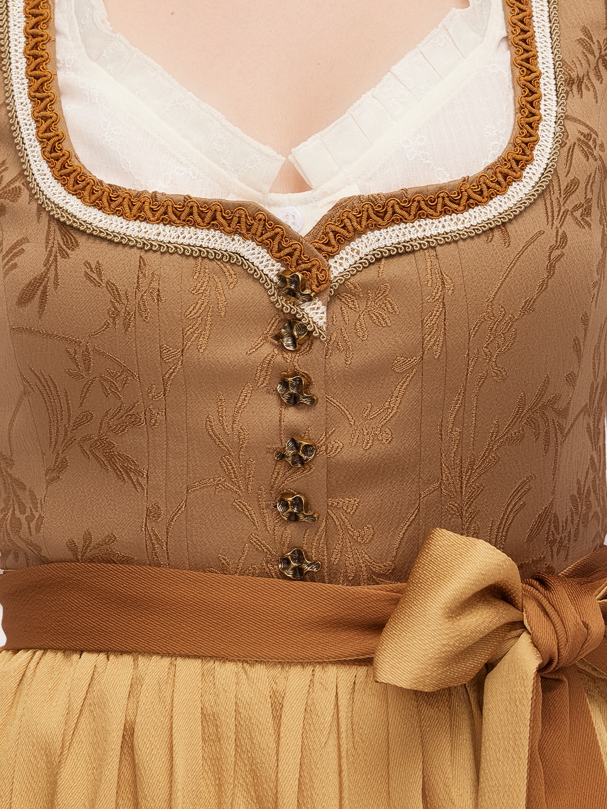 Dirndlbluse langarm Baumwolle in Gelb